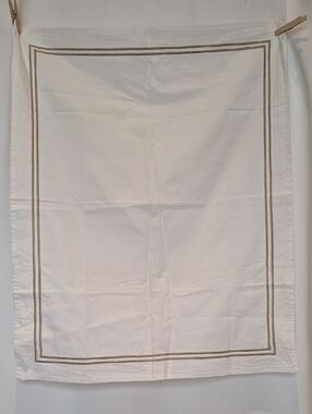 Frette White Pillow Shams with Taupe Double-Frame Border